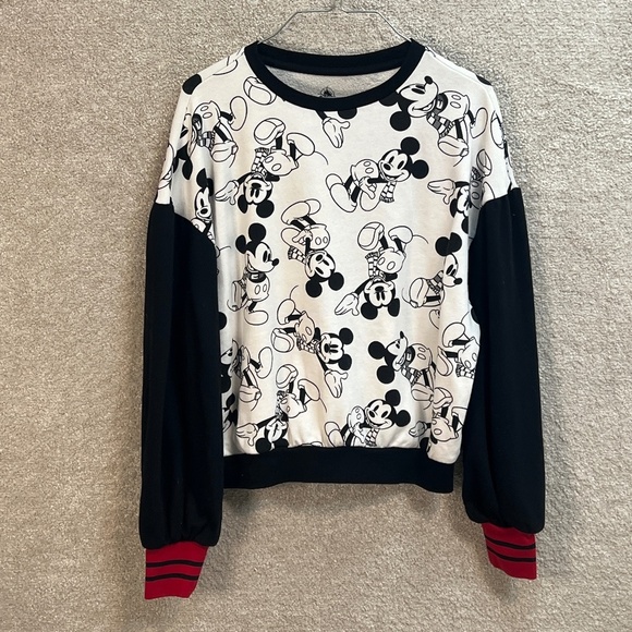 Disney Women All Over Print Micky Sweater Pull Over Size Small Oversized‎ - Picture 1 of 10